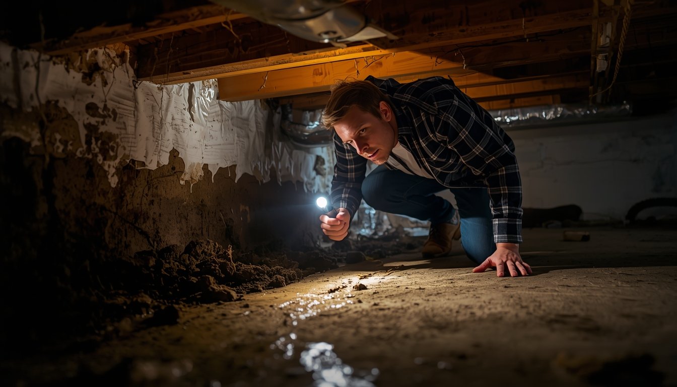 dehumidifier installed in crawl space