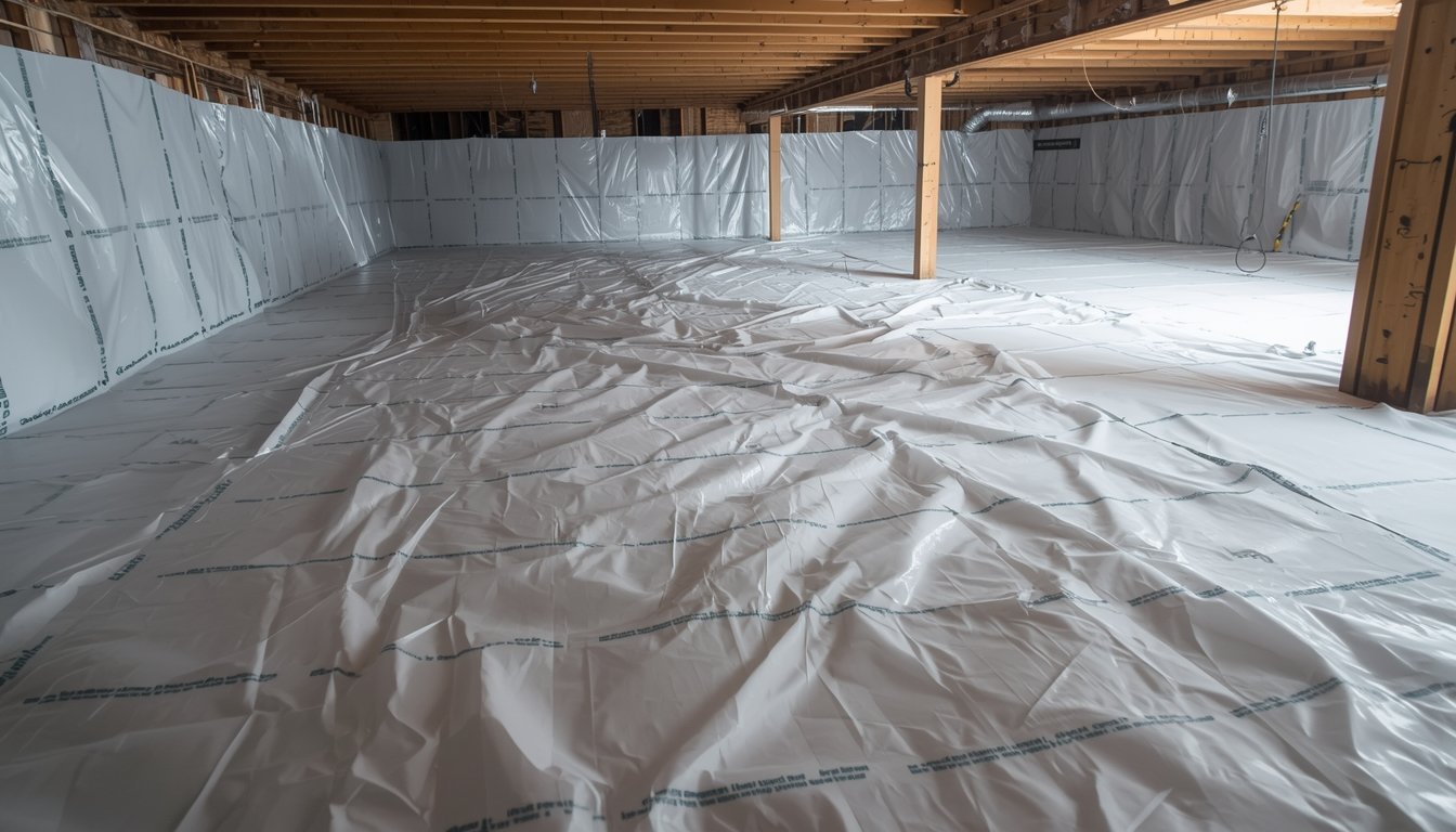installing plastic vapor barrier