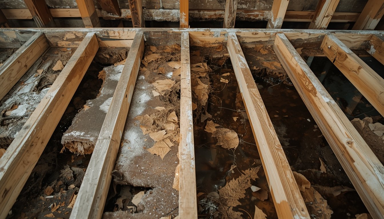 damaged floor joists from moisture