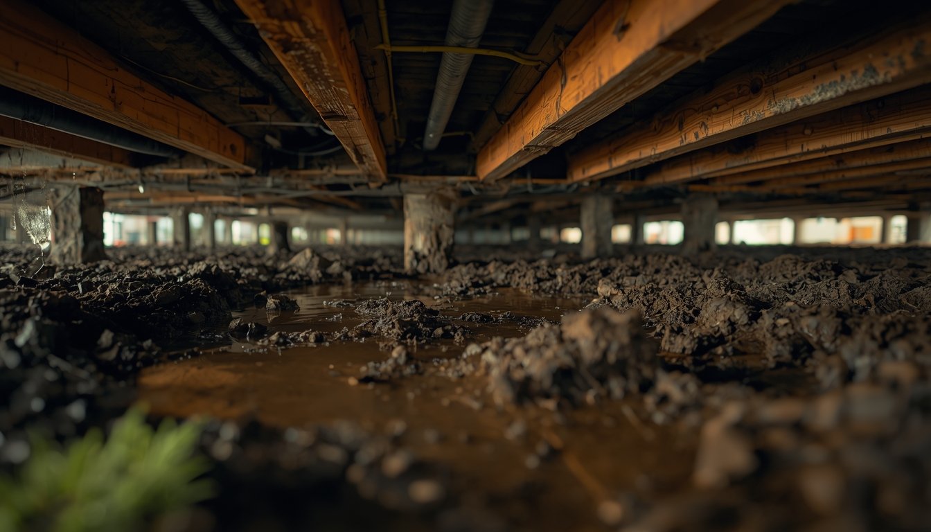 inspecting crawl space for moisture issues
